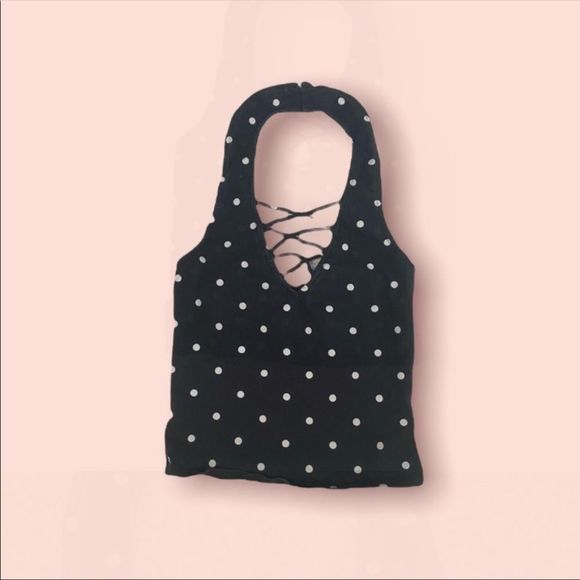 STREETWEAR SOCIETY | 3/$15 Black and White Polka Dot Crop Top - Picture 1 of 4
